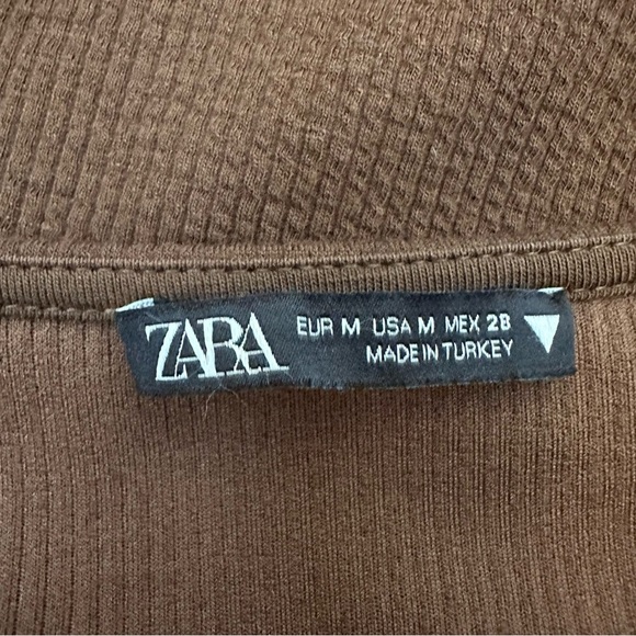 Zara Brown Ribbed Long Sleeve Mini Dress - Picture 4 of 6